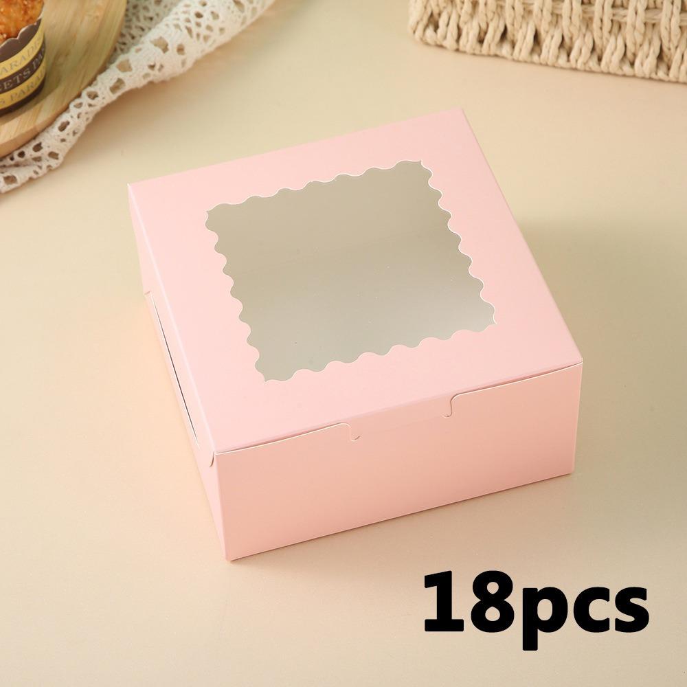 

18 шт. Белые коробки для выпечки с прозрачными окнами, подарочная упаковка, коробки для выпечки, шоколада, клубники, макарон, кексов, сладостей, пончиков 18pcs розовый