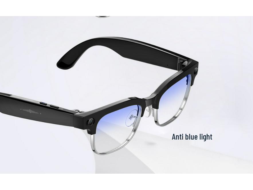 AI Smart Half-Frame Glasses: Blue Light Filter, Camera, Translation, Photo & Video, Music