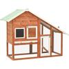 Rabbit Hutch - vidaXL - Red - Solid Fir Wood - 140x63x120 Cm - For Rabbits