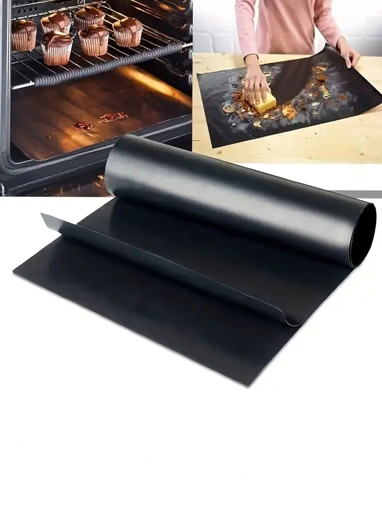

2PC Oven Lining Protects The Bottom of The Oven/Gas Stove Non Stick High-Temperature Barbecue Mat for Home Outdoor Camping BBQ