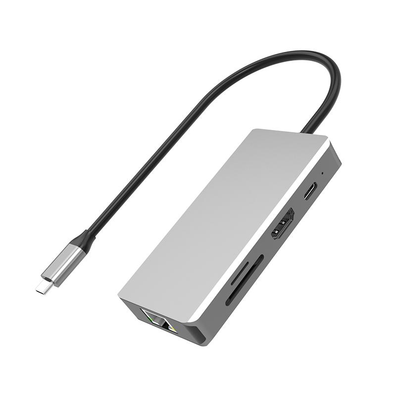 Docking Station Usb 3.0 Hub 10 in 1 TYPE C to SD TF Card Reader RJ45 1000M PD 100W  Splitter Usb Hub Adapter