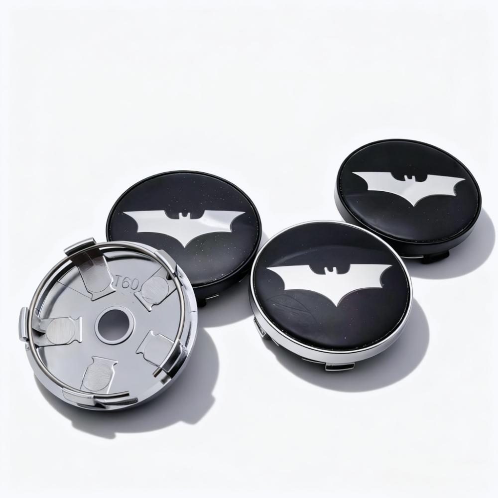 4pcs BAT Logo Emblem Badge Car Wheel Center Caps O.D 60MM I.D 56MM Wheels Hub Cap Rim Hubcaps Dust Cover Replace Car Accessories
