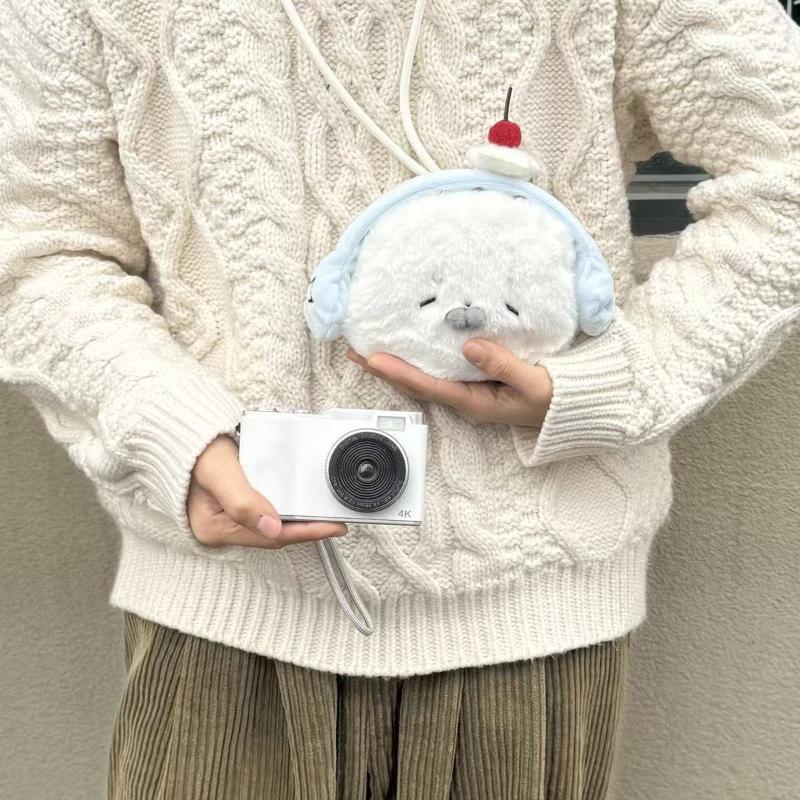 Cute Plush Snowman Coin Purse Cartoon Mini Wallet Zippered Small Money Bag Portable Key Card Storage Pouch for Kids Girls