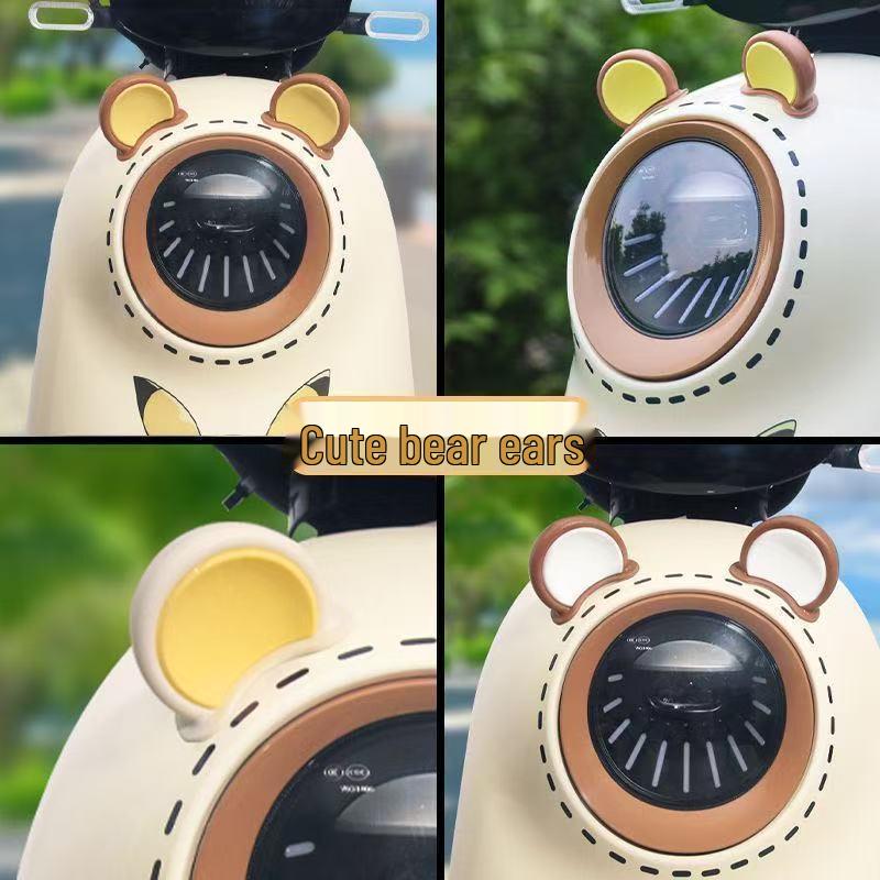 Yadea Bear Ear Electric Scooter Accessories: Cute Battery Car Stickers & Creative Helmet Decorations.