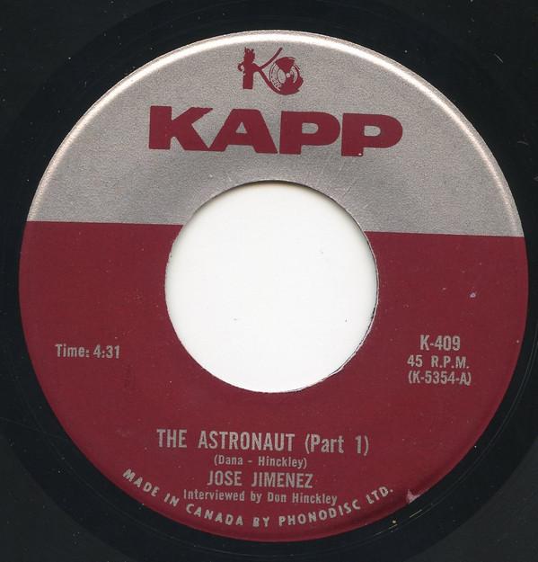 

7inch Record JOSE JIMENEZ - Astronaut K409 KAPP 1961 Canada Music Others Used