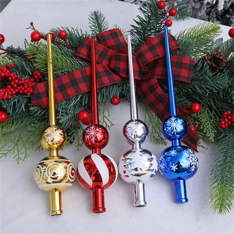 Festival Holiday Tree Top 28cm Metallic Color Gourd Shape Christmas Tree Top Decoration for Indoor and Outdoor Use