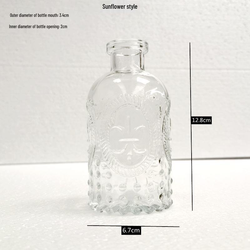 Embossed Glass Vase for Fresh or Dried Flowers - Home Hydroponics Decor