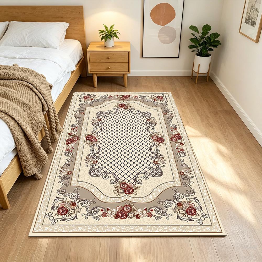 Elegant Floral Pattern Design Non-Slip Home Carpet Design for Office Decor Living Room Gift