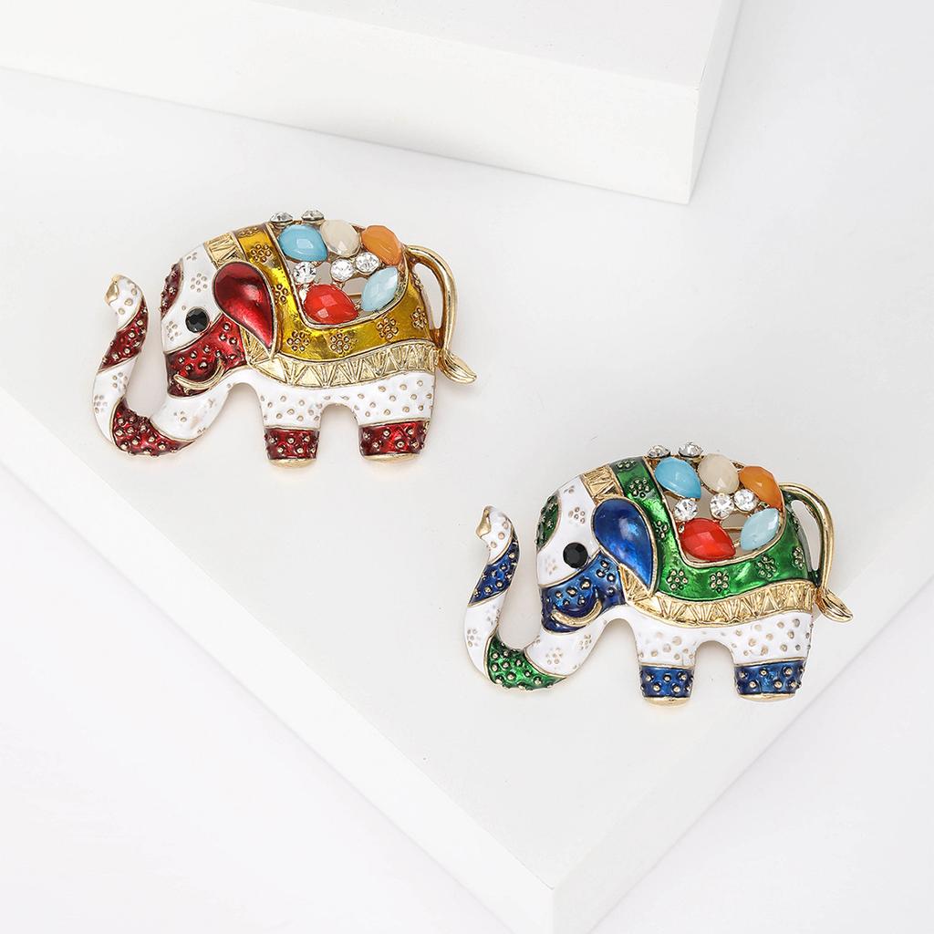 Vintage Elephant Enamel Drip Oil Exotic Style Brooch Clothing Accessories