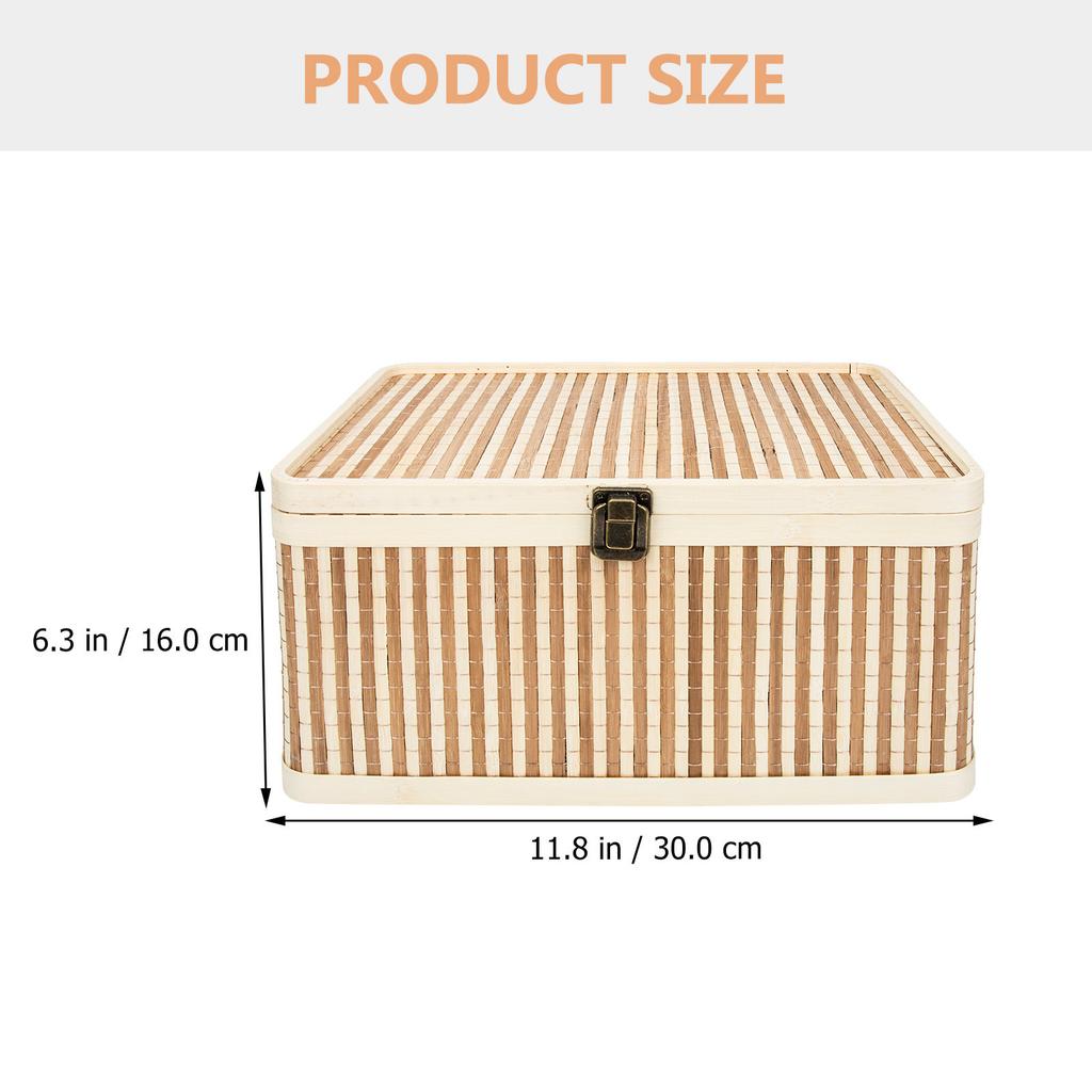 Bamboo Basket Lidded Handwoven Handle Food Fruit Storage Moon Cake Gift Picnic Basket Portable Design Moon Cake Baskets