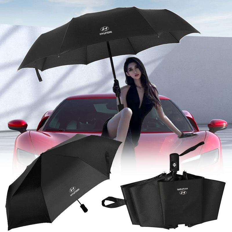 1Pcs Windproof Rain Fully Automatic Compact 3 Folding Umbrella Car Accessories For Hyundai Genesis I10 I20 I30 I40 IX20 IX35 IX25 Accent Azera Elantra