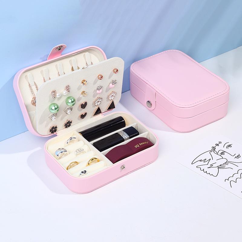 Portable Jewelry Storage Box Travel Organizer Jewelry Case Leather Storage Earrings Necklace Ring Jewelry Organizer Display