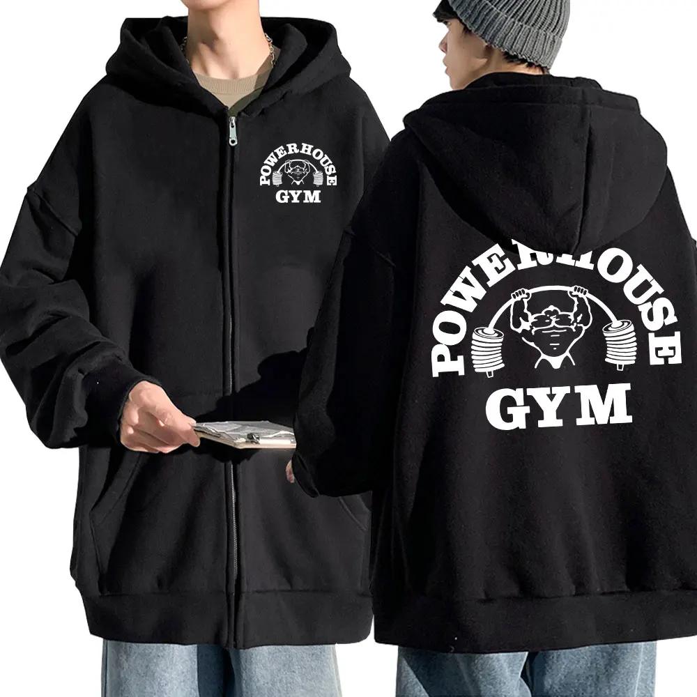 

Powerhouse Gym Logo Zip Up Hoodie Harajuku Men s Geek Fitness Cardigan Long Sleeve Punk Sports Sweatshirt Streetwear S
