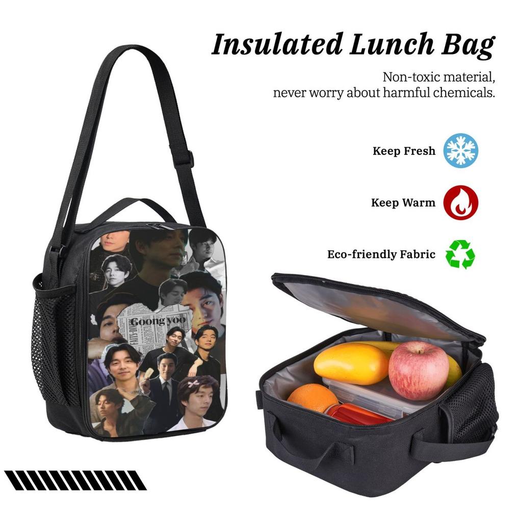 3 Stück Gong Yoo Schauspieler Merch Rucksack-Set für Kinder Federmäppchen Schulranzen-Sets mit Brotdose Für Schulkinder Tagesrucksack
