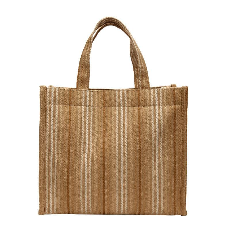 Sac Cabas en Toile Rayé Style Coréen Grande Capacité Pour Étudiants et Dames de Bureau