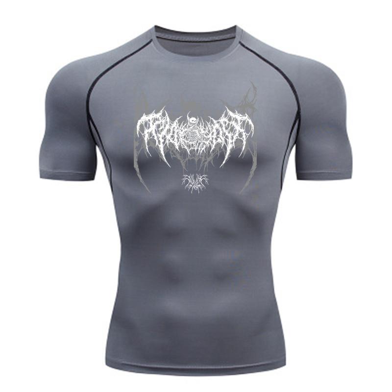 Compression Shirt for Men Fitness Gym Sport Running T-Shirt Rashgard High Elasticity Tops Tee Quick Dry Short Sleeve Elastic Tight