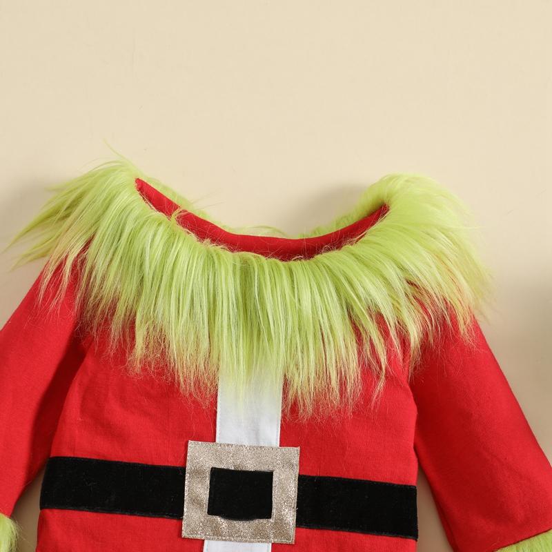 A Children’s Christmas Outfit, Consisting of A Long-sleeved Top with Plush Trim and A Pair of Trousers with An Elasticated Waistband.