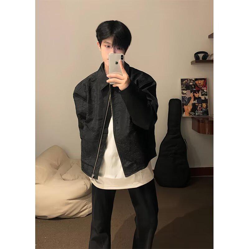 Men's High-End Short Baseball Jacket with Padded Shoulders - 2024 Spring/Autumn Collection