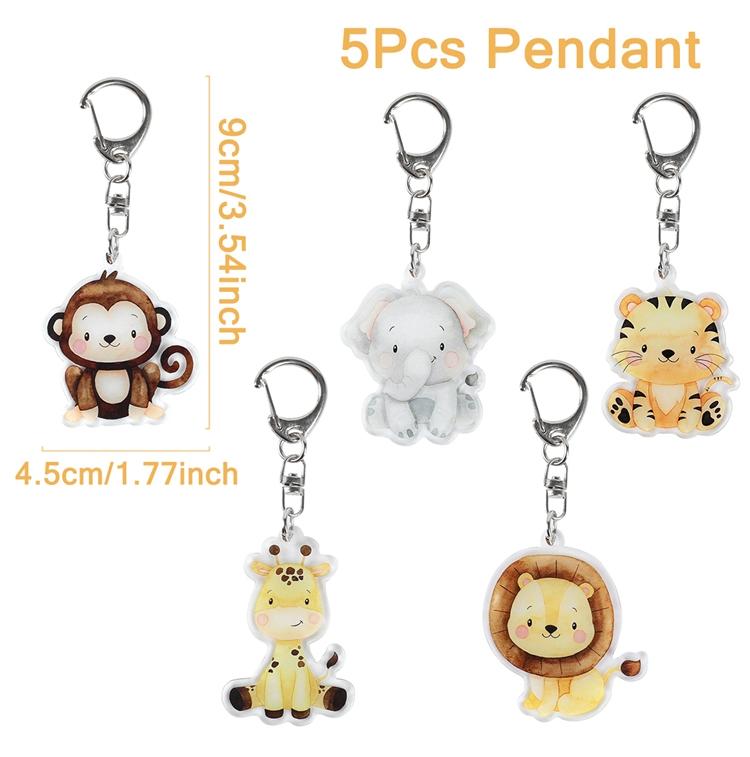 Jungle Animal Keychains Safari Animal Keychains Lion Giraffe Elephant Key Chains Animal Birthday Theme Decor Baby Shower Party