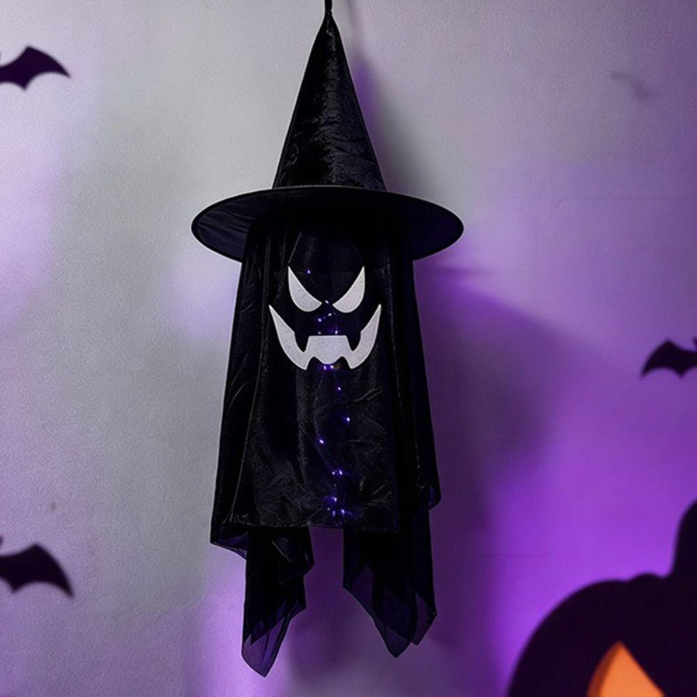 String Lights LED Hanging Ornament LED Lighted Witch Hat Ghost Decor  Indoor Home
