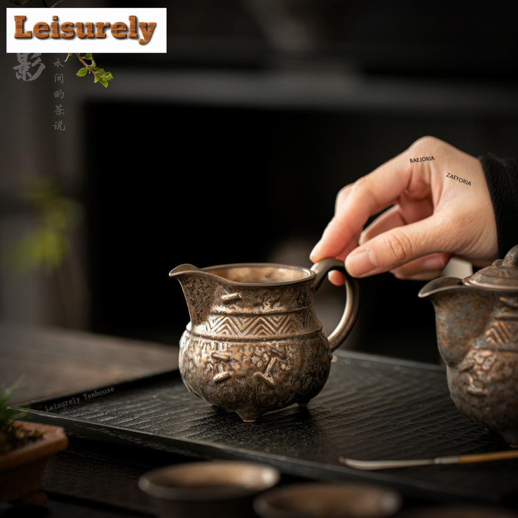 171ml Relief Gilded Glaze Tripodia Tea Pitcher Tea Divider Cha Hai Dispenser Household Justice Cup Fair Mug Drinkware Supplies