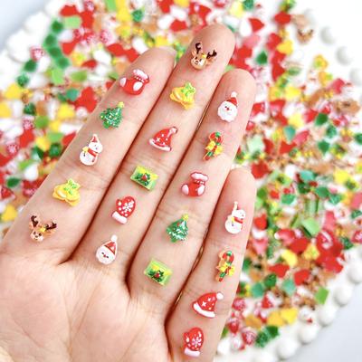 Acessórios de Nail Art Desenho Animado Chapéu de Natal Tridimensional Fofo Boneco de Neve Resina Acessórios para Unhas Diy