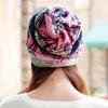 Women Hat Polyester Adult Casual Floral Hats Spring Autumn Two Used Female Cap Scarf 3 Colors