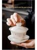 High-End Puyu Light Luxury Dehua White Porcelain Kung Fu Tea Set with Mutton Fat Jade Teapot