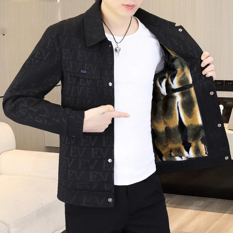 New men's thickened jacket lapel jacket casual short men's cotton clothes
