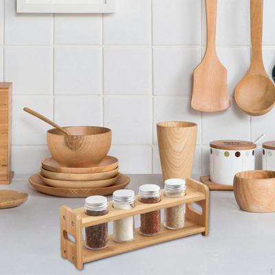 Support de Rangement pour Épices de Cuisine pour Bouteilles d'Assaisonnement, Organisateur en Bois pour Comptoir