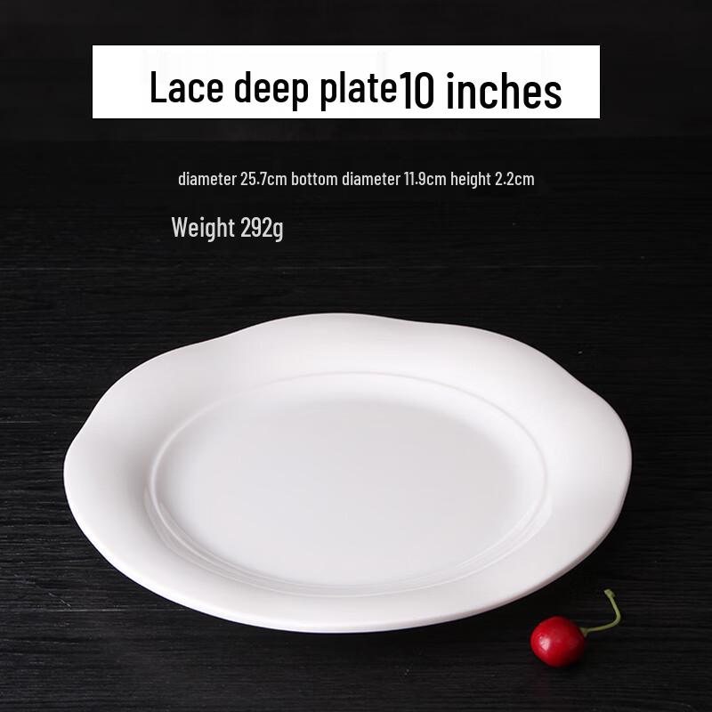 White Melamine Lace Deep Round Dinner Plates