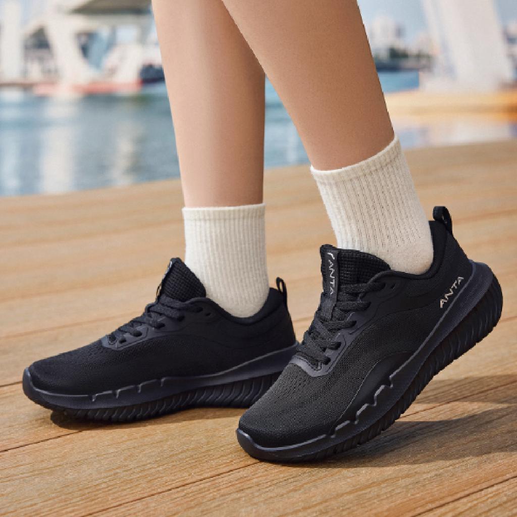 Anta Comfortable Classic Durable Lightweight Low-Top Casual Running Shoes Women sneaker Basic-Black 922537721-1