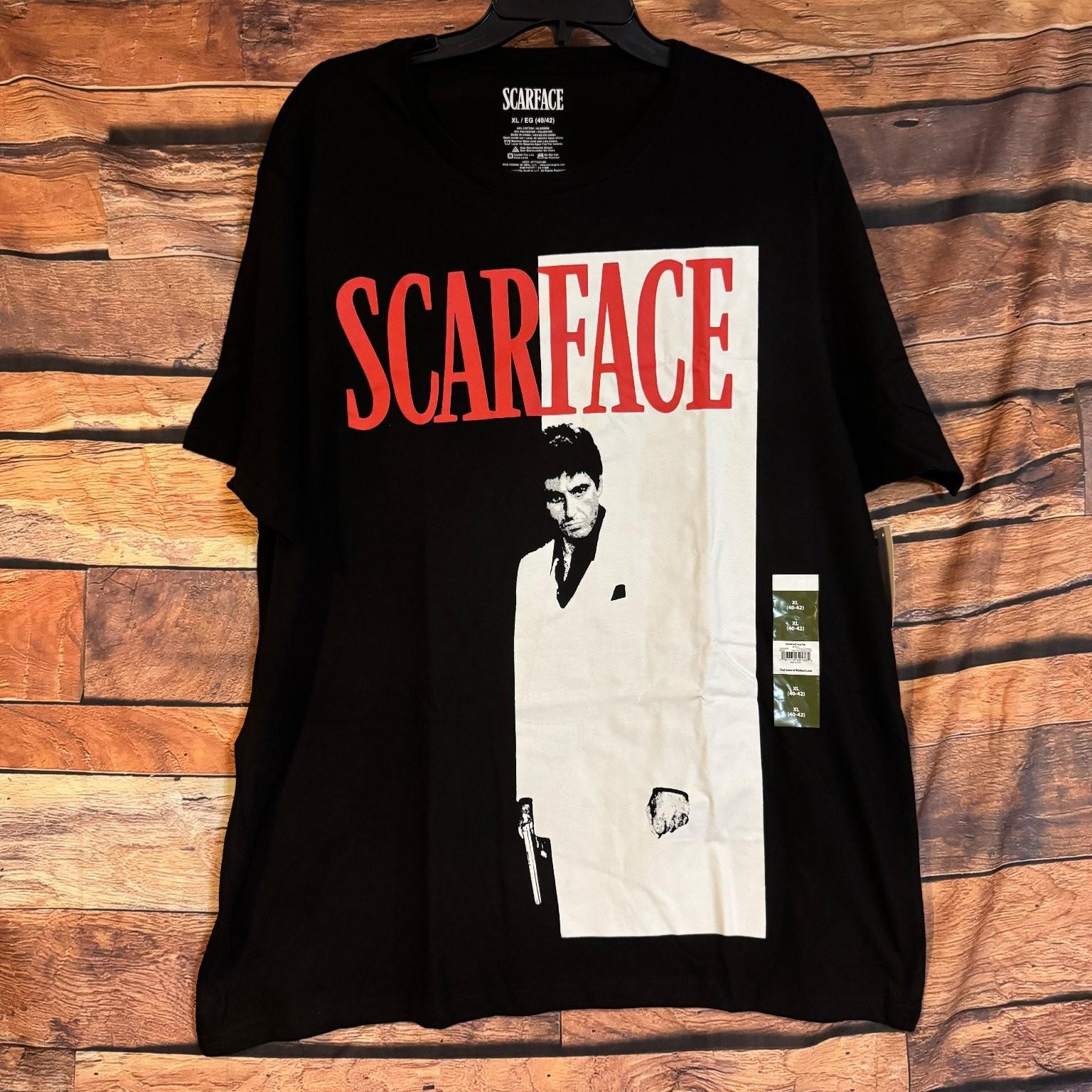 Scarface Men s Black XL Tony Montana Graphic Crew Neck Cotton Blend Unisex T-Shirt S