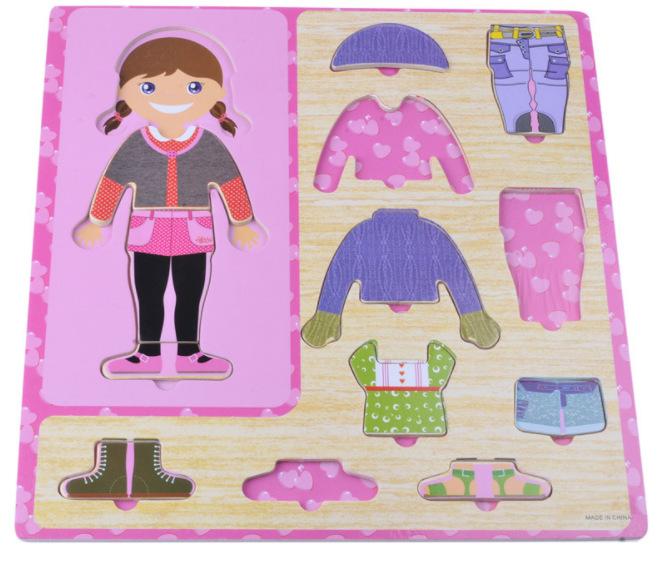 Wooden Children Dress-Up Puzzle,Boy And Girl Changing Clothes Jigsaw Puzzles, Toy For Kids