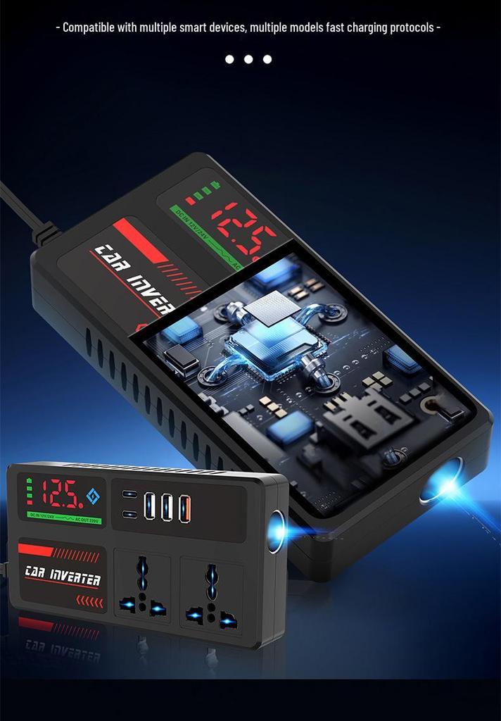High Power Smart 12V/24V to 220V Car Inverter Charger