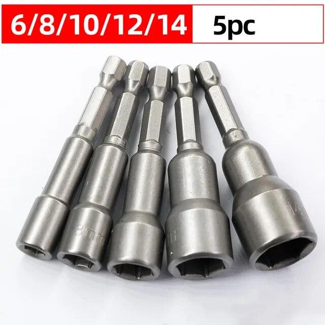 6mm-19mm Impact Socket Magnetic Nut Screwdriver 1/4 Hex Key Set Drill Bit Adapter for Power Drills Impact Drivers Socket Kit
