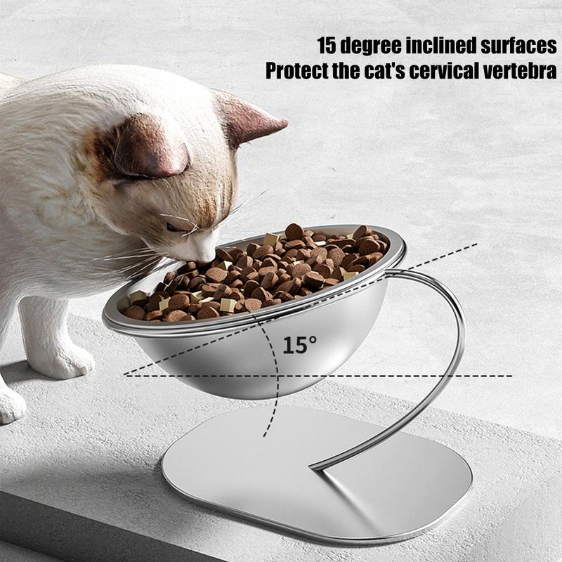 Cat Raised Food Bowl Metal Kitten Food Container Pet Feeding Accessories Large Lifted Cat Bowl with Stable Base for Indoor Use