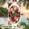 Roses Elegance Theme Quick Dry Beach Towel Custom Name Text Print Large Sand Resistant Towel Beach Vacation