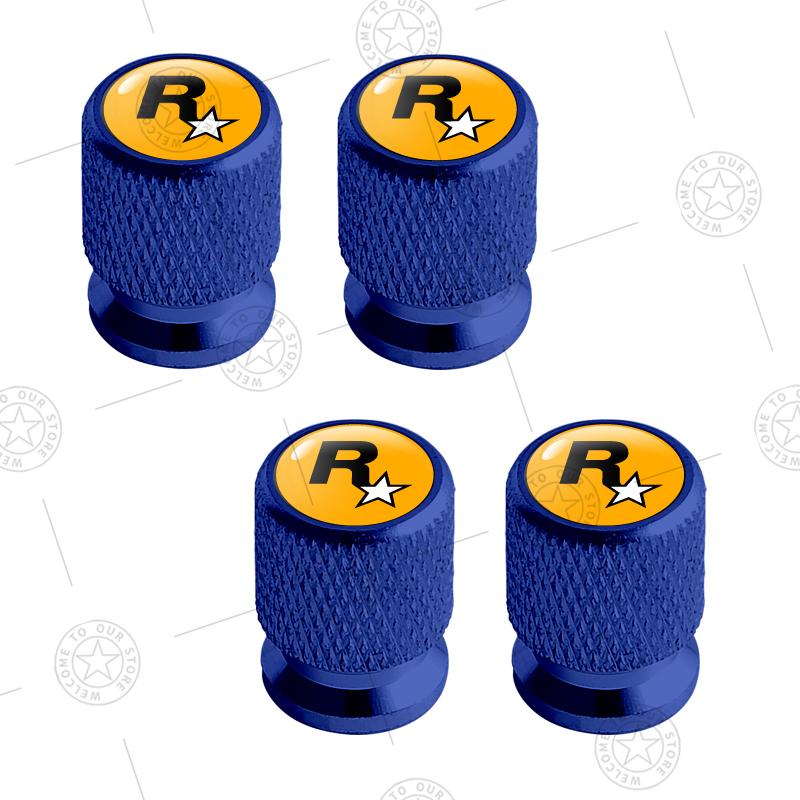 4pcs R Star Logo Car Wheel Tire Valve Caps Air Stem Aluminum Accessories For Jaguar Land Rover Fiat Ford Opel Peugeot Volvo Jeep XS4