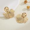 Exaggerated Metal Geometric Stud Earrings For Women Fashion Retro Gold Color Spiral Leaf Unique Earrings Party Jewelry Gifts