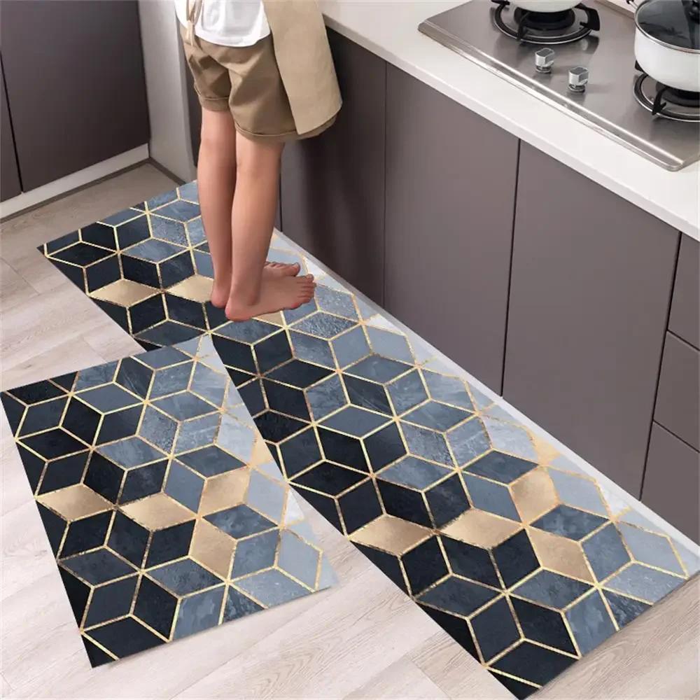 Cute Cat 'Happy Every Day' Kitchen Mat Non-Slip Machine Washable Rug Set for Home Decor Anti-Fatigue Floor Mats