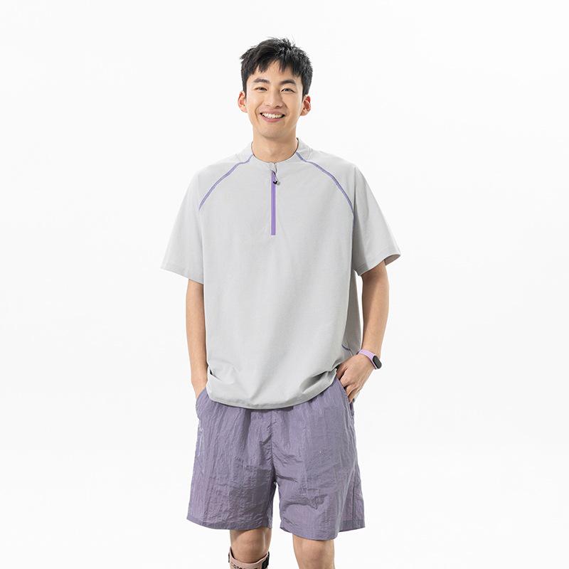 Unisex Quick-Dry Half-Zip Sun Protection Running T-Shirt Large
