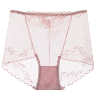 Ropa interior de encaje ultrafino transparente sin rastro Passion para mujer, bragas sexys y tentadoras, talla media cintura