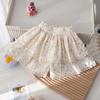 Sommarbaslinne för flickor Barn Koreansk med volang Kant Topp Bebis Enfärgad Casual T-shirt+kjol Tvådelat Set