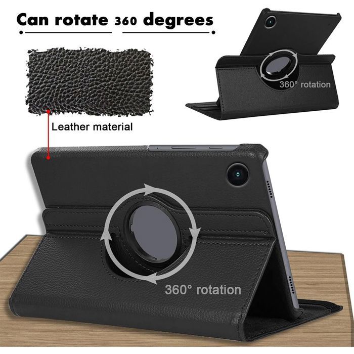 Coque pour Samsung Galaxy Tab A11 Plus / A9 Plus - Etui Rotatif 360° Multi-Angle Noir