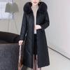 Middelbare leeftijd Vrouw Winter Faux Schapenvacht Jassen Capuchon Bontkraag Elegant Dik Warm Winter Lange Parka's Dames Leren Jas