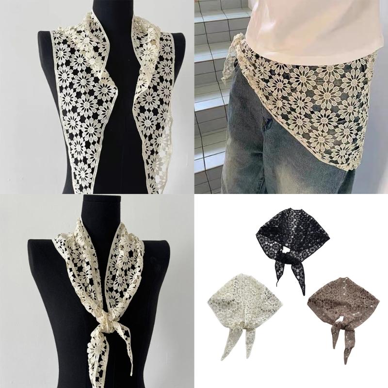 Multiuse Hollowout Flower Scarf Aesthetic Bohemian Headwear Waist and Bag Band For Women Various Occasion Photo Props