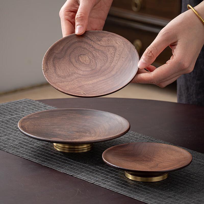 Chinese Zen Walnut Wood Fruit & Snack Serving Plate