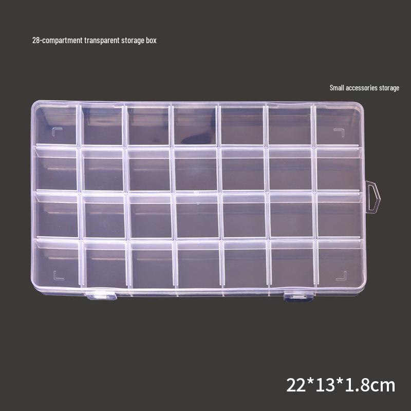 

Маленький 28-секционный прозрачный пластиковый органайзер для хранения для DIY, ювелирных изделий и браслетов 22x13x1.8 прозрачный
