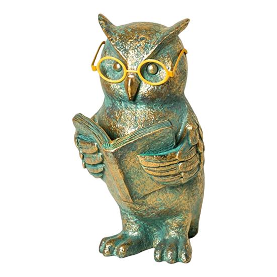 Reading Animal Figurine Retro Owl Rabbit Raccoon Reading Book Statue with Glow in The Dark Glasses for Bookshelf Desktop Home Decor